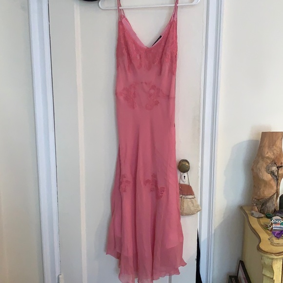 Betsey Johnson Dresses & Skirts - SOLD 💓 VINTAGE BETSEY JOHNSON PINK SILK FAIRYCORE Y2K MIDI DRESS S 4 6